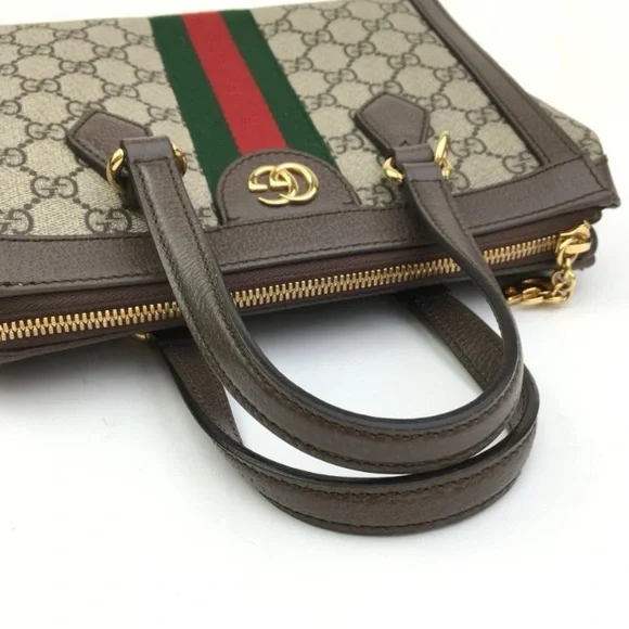 Gucci Beige and Brown Satchel with Red and Green Stripe - Picture 7 of 15